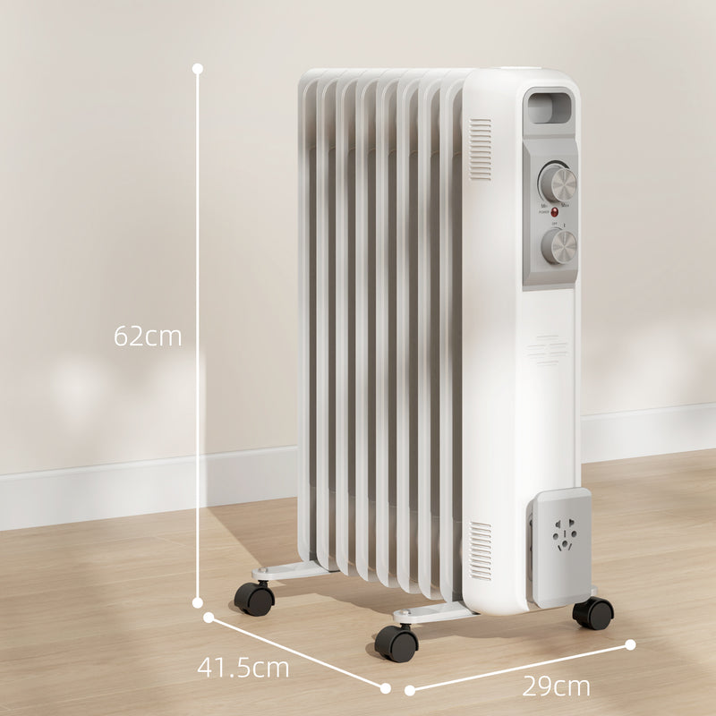 HOMCOM White 2000W 9 Fin Oil Filled Heater Radiator for Home