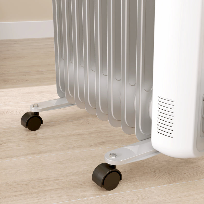 HOMCOM White 2000W 9 Fin Oil Filled Heater Radiator for Home