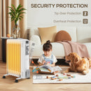 HOMCOM White 2000W 9 Fin Oil Filled Heater Radiator For Home