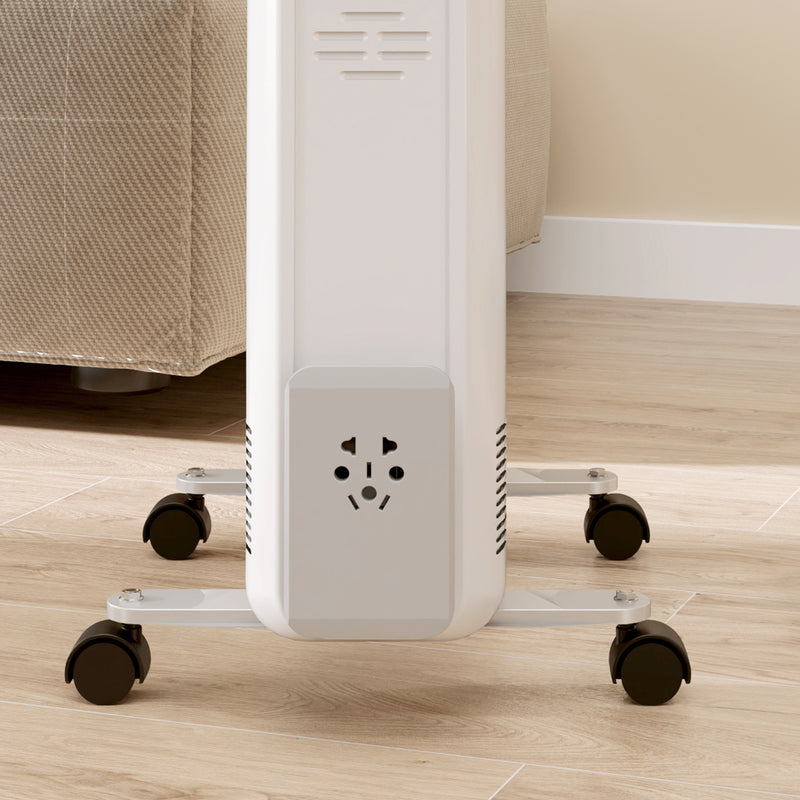 HOMCOM White 2000W 9 Fin Oil Filled Heater Radiator for Home