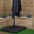 3m Cantilever Banana Garden Parasol in Black with Crank Handle and Parasol Base Weights Included