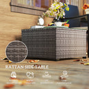 Outsunny Outdoor Coffee Table With Glass Top, Rattan Side Table