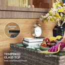 Outsunny Outdoor Coffee Table With Glass Top, Rattan Side Table