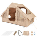 4-6 People Inflatable Tent With 4 Mesh Screen Windows And 2 Doors-Beige