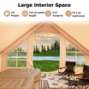 4-6 People Inflatable Tent With 4 Mesh Screen Windows And 2 Doors-Beige