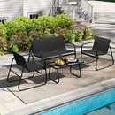 4 Piece Outdoor Furniture Set Patio Metal Conversation Chair Coffee Table