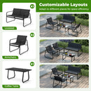 4 Piece Outdoor Furniture Set Patio Metal Conversation Chair Coffee Table