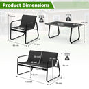 4 Piece Outdoor Furniture Set Patio Metal Conversation Chair Coffee Table
