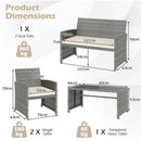 4 Piece Patio Conversation Set Rattan Chair Loveseat and Table Set with Seat Cushions-White