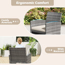 4 Piece Patio Conversation Set Rattan Chair Loveseat and Table Set with Seat Cushions-White