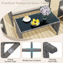 4 Piece Patio Conversation Set Rattan Chair Loveseat and Table Set with Seat Cushions-White
