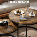 HOMCOM 2 Pcs Stacking Coffee Table Set With Steel Frame