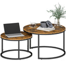 HOMCOM 2 Pcs Stacking Coffee Table Set With Steel Frame