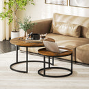 HOMCOM 2 Pcs Stacking Coffee Table Set With Steel Frame