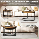 HOMCOM 2 Pcs Stacking Coffee Table Set With Steel Frame