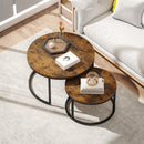 HOMCOM 2 Pcs Stacking Coffee Table Set With Steel Frame