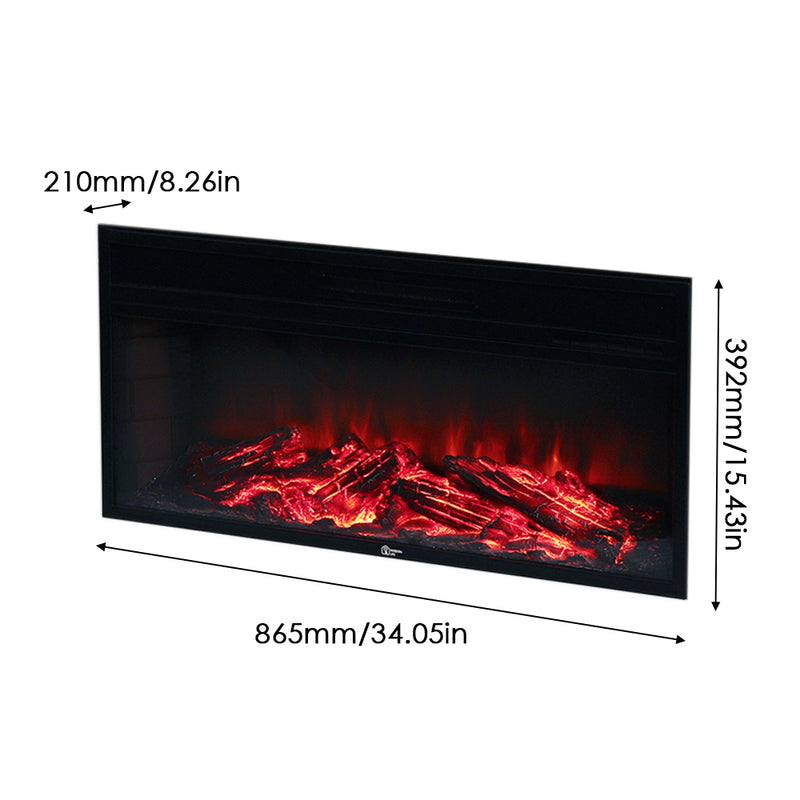 Electric Fireplace with White Wooden Mantel