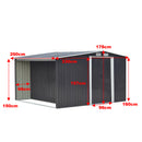 Livingandhome Garden Metal Storage Shed With Log Storage 10x4ft/10x6ft/10x8ft/10x10ft4x8 Ft