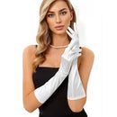 Elegant Mid-length Satin Gloves White