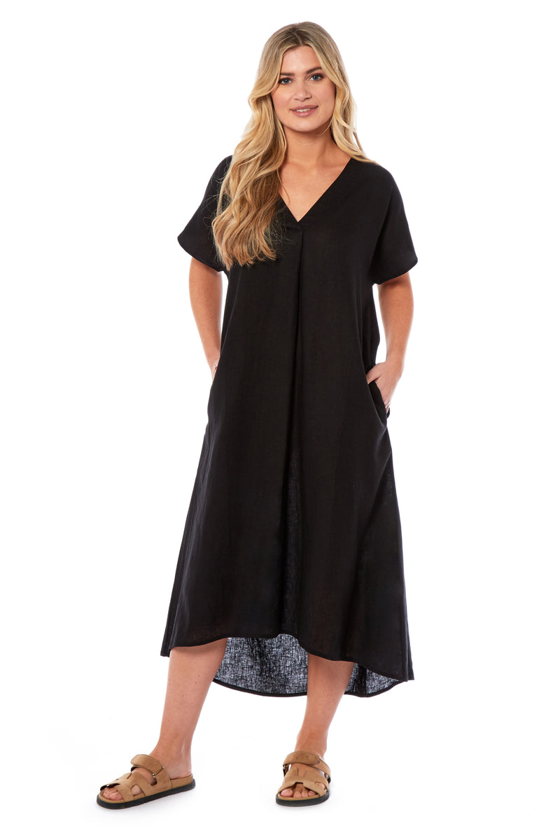 Ladies Linen Dress - Black