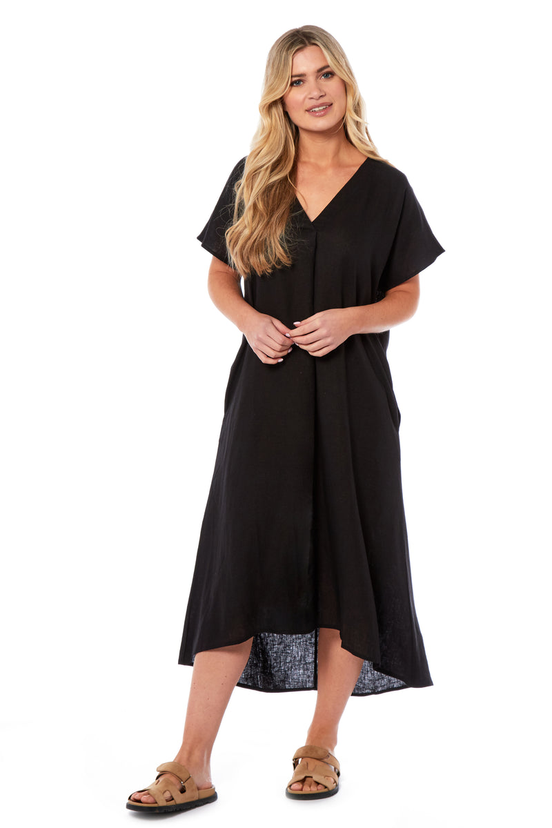 Ladies Linen Dress - Black