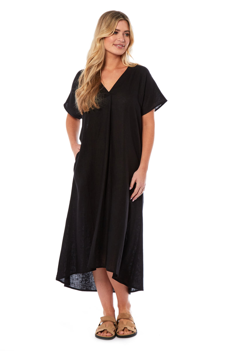 Ladies Linen Dress - Black