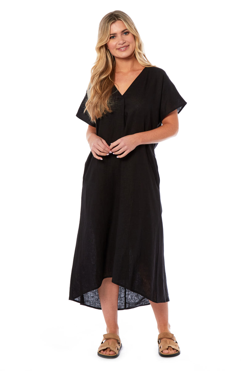 Ladies Linen Dress - Black