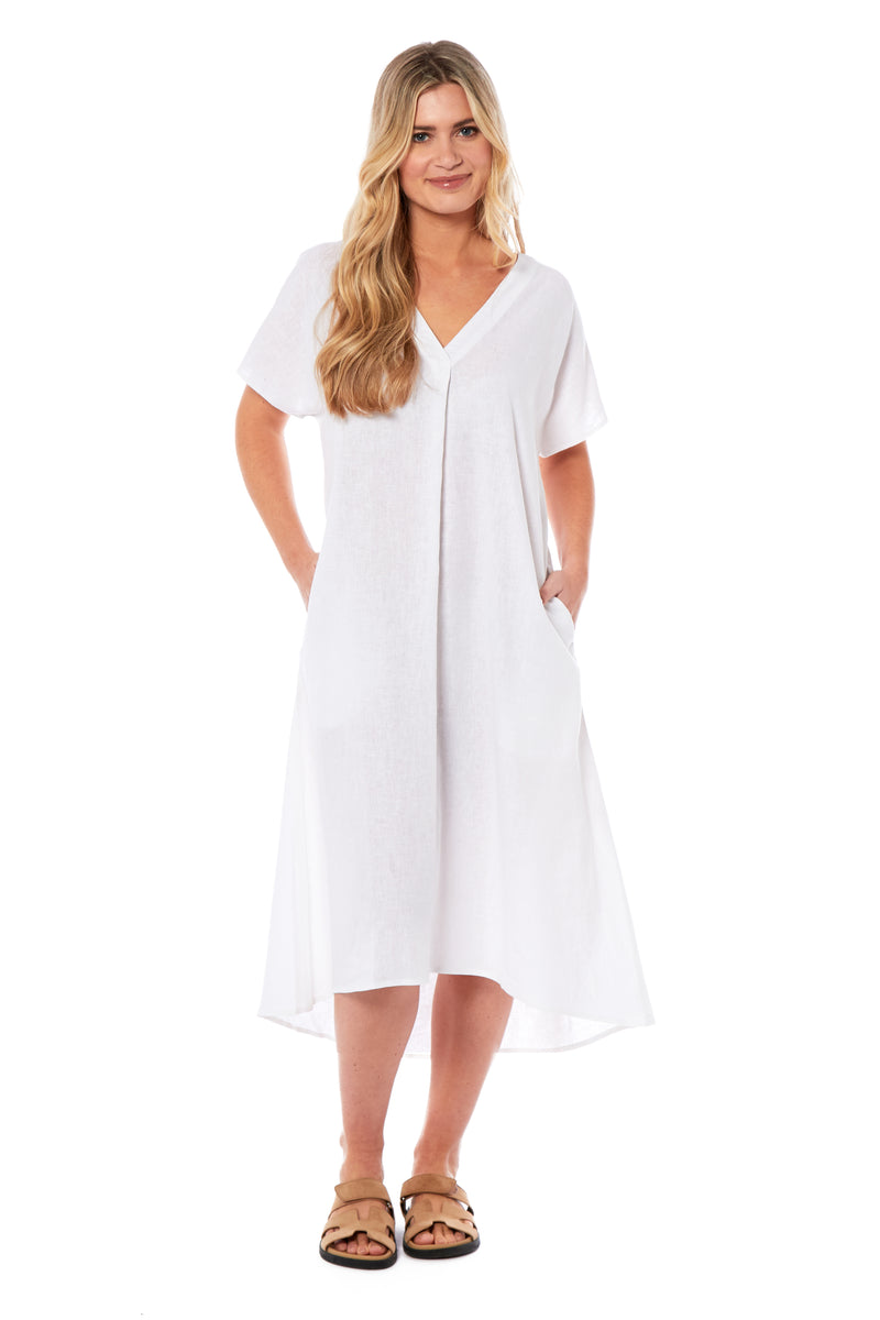 Ladies Linen Dress - White