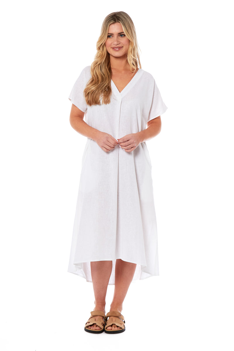 Ladies Linen Dress - White