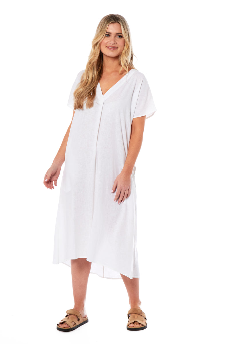 Ladies Linen Dress - White