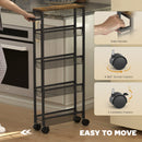 HOMCOM Rolling Kitchen Trolley, Slim Storage Cart With Metal Frame, Handle