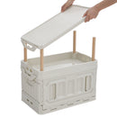 Breeins 95L Collapsible Outdoor Camping Storage Box with Wooden Lid