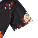 Floral Print V-Neck Short Sleeve Summer Midi Dress With Pockets