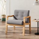 Livingandhome Grey Fabric Armchair with Rubberwood Legs