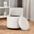 Livingandhome 360Â° Upholstered Sherpa Swivel Chair with Hidden Storage