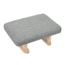 Livingandhome Linen Upholstered Footstool with Wooden Legs