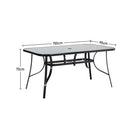 Livingandhome Metallic and Tempered Glass Garden Table with Parasol Hole Outdoor