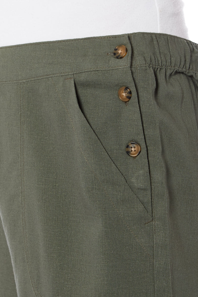 Ladies Linen 3/4 Trousers - Khaki