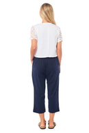 Ladies Linen 3/4 Pants -Navy