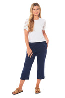Ladies Linen 3/4 Pants -Navy
