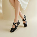 Casual Closed Toe Loafers Cross-Strap Mary Jane Shoes With Low Heel