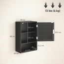 HOMCOM Bathroom Cabinet, Wall Mounted Cabinet with Adjustable Shelves, Black