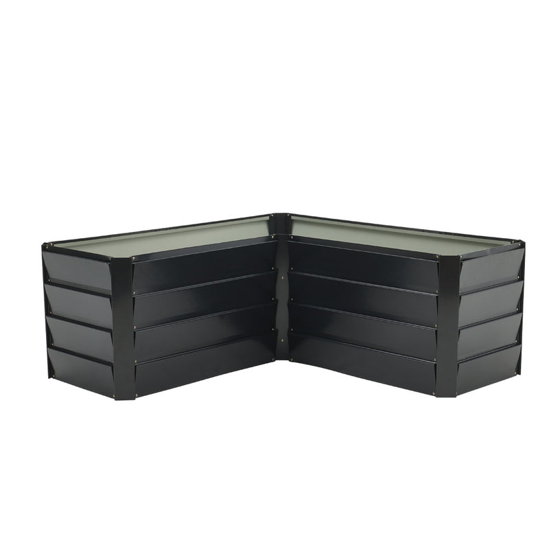 Breeins Outdoor Metal L-Shaped Raised Garden Bed