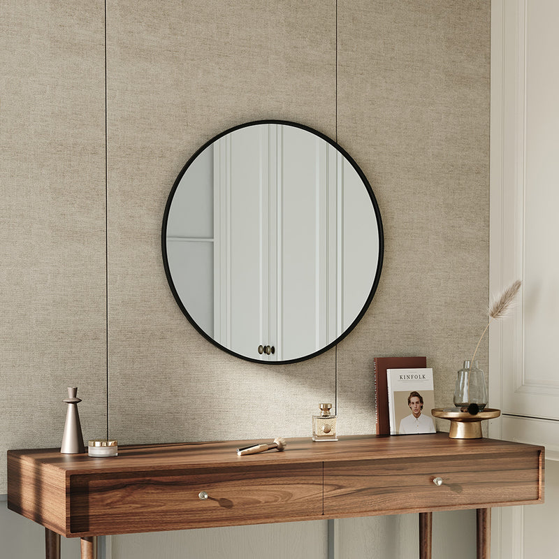 Cottonfy UK Round Bathroom Framed Mirror Wall Hanging