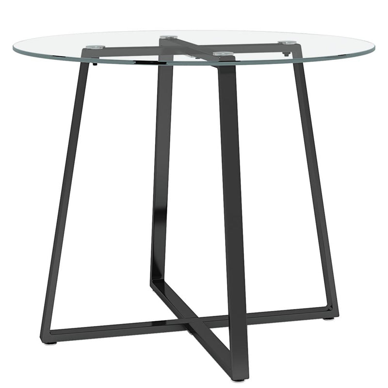 Livingandhome Modern Round Dining Table with Tempered Glass Top