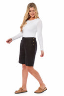 Ladies Linen Shorts - Black
