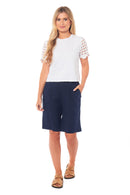 Ladies Linen Shorts - Navy