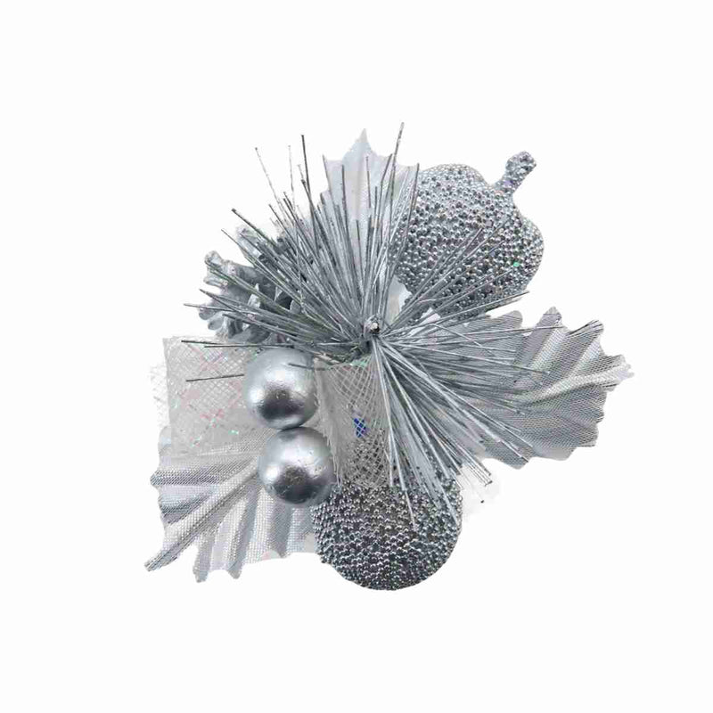 Christmas Sparkle Glittered Pick 14cm - Silver