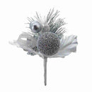 Christmas Sparkle Glittered Pick 14cm - Silver