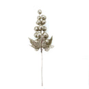 Christmas Sparkle Glittered Grape Stem Pick 28cm - Champagne